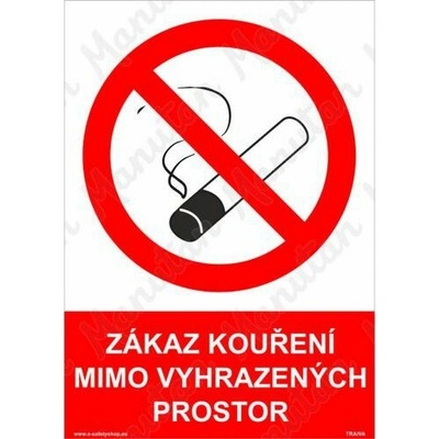 Zákaz kouření mimo vyhrazených prostor, plast 148 x 210 x 2 mm A5