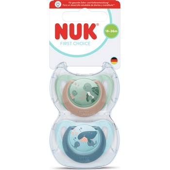 Nuk First Choice биберон залъгалка, силикон, 18+ мес. , 2 бр. , Костенурка/Кит (10177246)