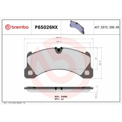 Sada brzdových platničiek kotúčovej brzdy BREMBO P65026NX