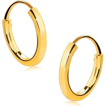 Šperky eshop Malé okrúhle náušnice v zlate tenké hranaté ramená lesklý povrch S2GG48.23