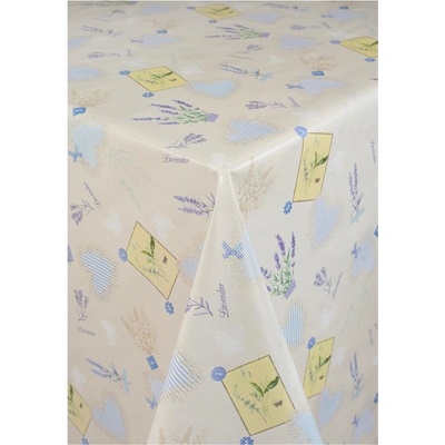 Obrus PVC 5745510, metráž, 20 m x 140 cm, levanduľa na krémovom podklade, IMPOL TRADE