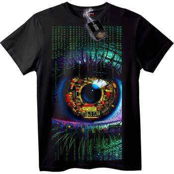 NOONEBRAND Матрикс Око Дигитална Тениска - 2XL, Black