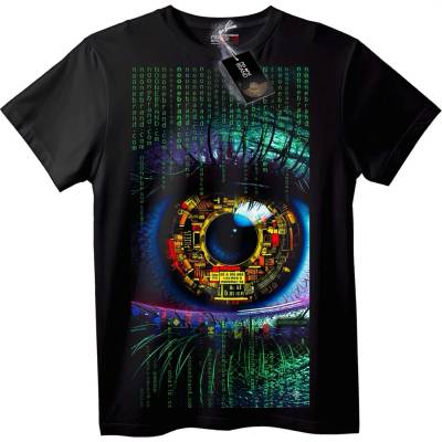 NOONEBRAND Матрикс Око Дигитална Тениска - 2XL, Black
