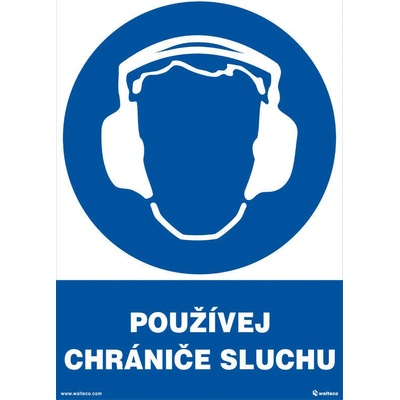 Walteco Používaj chrániče sluchu 210x297mm, formát A4, samolepka Množstvo: 1 ks , 20017