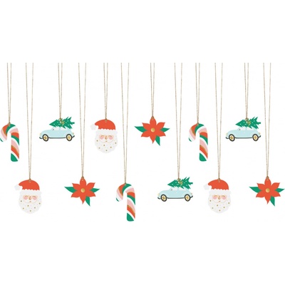PartyDeco Papírové jmenovky na dárky Christmas, 12 ks
