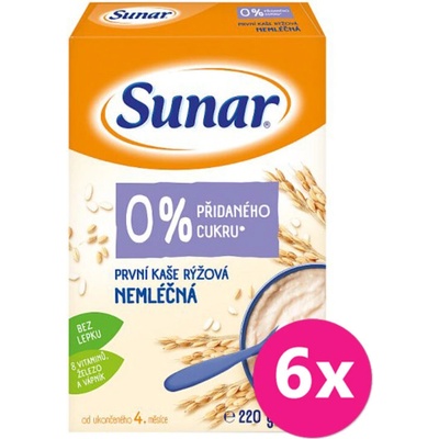 Sunar nemléčná První kaše Rýžová 6 x 220 g