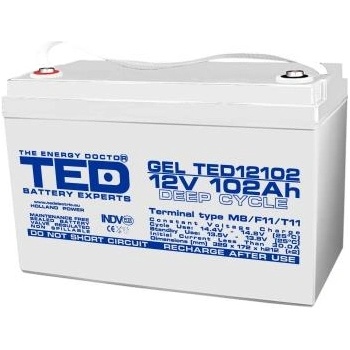 Ted electric Оловна гелова батерия TED ELECTRIC, 12V, 102Ah, 330/ 173/ 220 mm AGM, За соларни системи (8202)