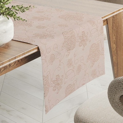 Biante Teflonový běhoun TF-129 Hnědé květované ornamenty na šedobéžovém 35x120 cm