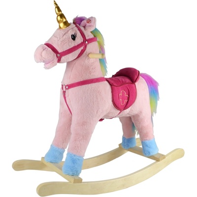 Люлеещ се розов еднорог със звук на кон