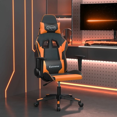 vidaXL Masážní herní židle černá a oranžová umělá kůže 345451