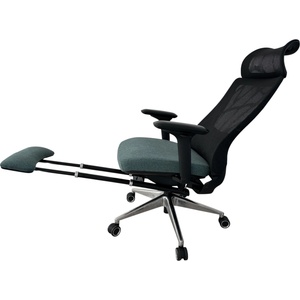 Aarven Black/Blue, 4D подлакътник, лумбална опора, разтегателна облегалка за крака, Офис въртящ се стол