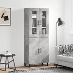 vidaXL Висок шкаф, бетонно сив, 69, 5x34x180 см, инженерно дърво (3198237)
