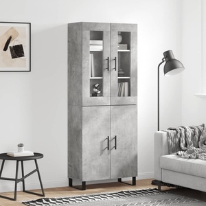 vidaXL Висок шкаф, бетонно сив, 69, 5x34x180 см, инженерно дърво (3198237)