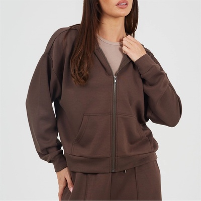 Brave Soul Дамска блуза Brave Soul BS Womens Zip Through Hooded Scuba Sweatshirt - Chocolate
