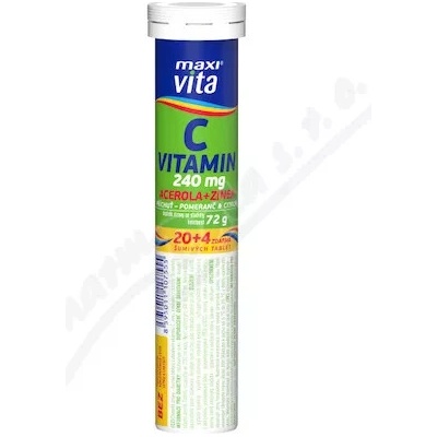 Maxi Vita Vitamin C+acerola+Zinok eff.20+4 tabliet