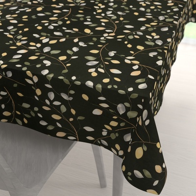 Biante bavlna obdĺžnikový obrus Sandra SA-722 Vetvičky s lístkami na tmavo zelenom 100x140 cm