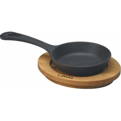 LAVA METAL Litinová mini pánev 12 cm s dřevěným podstavcem LVECOYSTV12K4