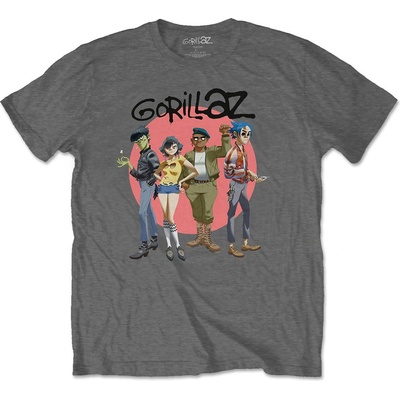 Gorillaz tričko Group Circle Rise šedé