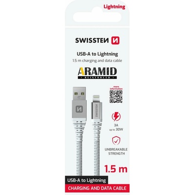 Swissten 71541012 Aramid USB / Lightning 1,5m bílý
