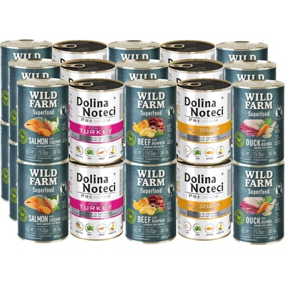 Dolina Noteci a Wild Farm Superpotravina Mix chutí 30 x 400 g
