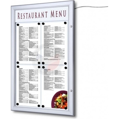 A-Z Reklama CZ Menu Board SCZ venkovní prosvětlená LED vitrína 4 x A4