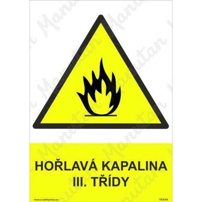 Hořlavá kapalina III. třídy, plast 297 x 420 x 2 mm A3