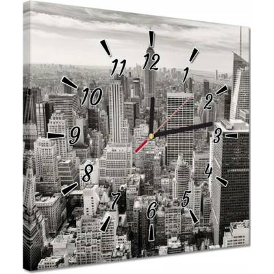 žiadna značka Hodiny 30x30 Manhattan z vtáčej perspektívy