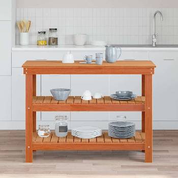 vidaXL Работна маса Восъчнокафяв 110, 5 x 50 x 80 cm Борово дърво масив (865377)