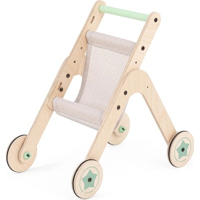 MamaToyz drevený hrací stolík a chodítko Trio Stroller prírodná