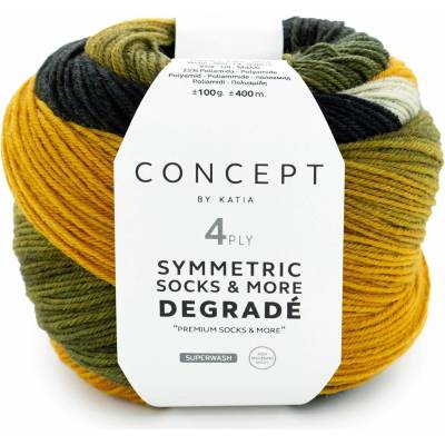 SYMMETRIC DEGRADÉ SOCKS 2026 Katia Farby SYMMETRIC DEGRADÉ SOCKS: 54 horčicová-čierna