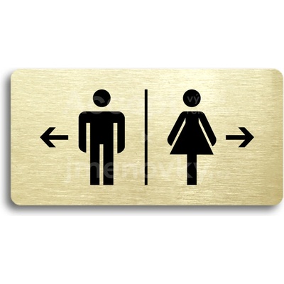 ACCEPT Piktogram WC MUŽI VLEVO, WC ŽENY VPRAVO - zlatá tabulka - černý tisk bez rámečku