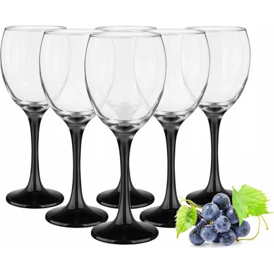 Glasmark Skleničky na bílé víno skleničky na červené víno bezbarvé černé 6 x 300 ml