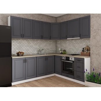 Ъглова кухня Soft premier 4 бял и МДФ графит