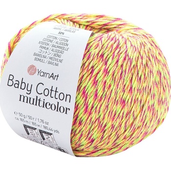 YARNART Baby Cotton Multicolor 5215 Pink Green Плетива прежда (Baby Cotton Multicolor 5215)