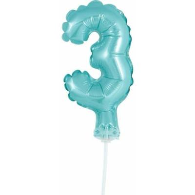 GoDan Fóliový balón číslica 5 SVETLO MODRÁ 12,5 cm s držiteľom