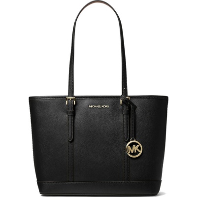 Michael Kors Jet Set Travel Small Saffiano Leather Top-Zip Tote Bag Black