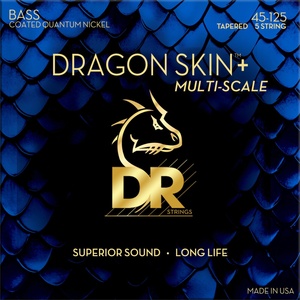 DR Strings Dragon Skin+ Coated Nickel 5-String Medium 45-125 Tapered Multi-Scale Струни за 5-струнна бас китара