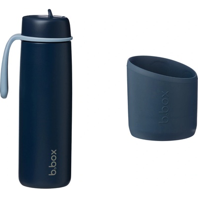 B.Box Nerezová termolahev s brčkem 690 ml + Silikonový chránič midnight