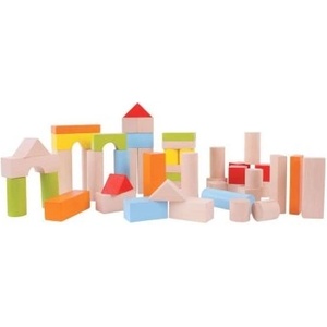 Bigjigs Toys - Дървени многоцветни блокчета - 50 части (BB067)