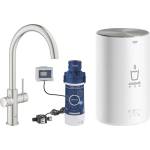 GROHE Кухненски смесител Grohe Red Duo, четкан хром, Supersteel тип C, чучур и бойлер, размер M (30083DC1)
