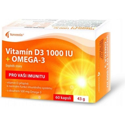 Noventis Vitamín D3 1000 IU + OMEGA-3 200 mg 60 kapslí