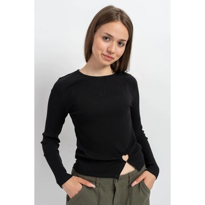 Reporter Young halenka z žebrované látky s nabíraným spodkem černá