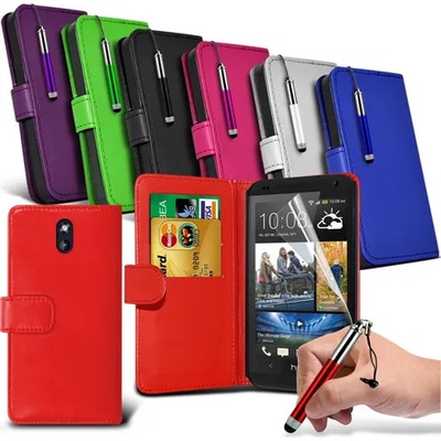 HTC Desire 610 Wallet Кожен Калъф + Протектор и Стилус