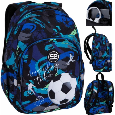 BATOH PRO PŘEDŠKOLÁKY COOLPACK TOBY FOOTBALL BÍLÝ ČERNÝ MODRÝ