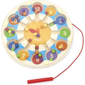 Viga Toys Дървен магнитен лабиринт с топчета, Viga - Часовник (44560)