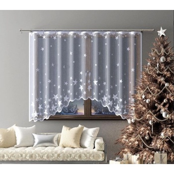 Hotová žakárová záclona Vianočné hviezdy 2 rozmery, biela Rozmer, farba: 220x120cm