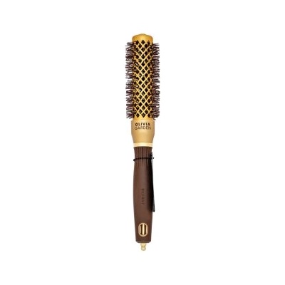 Olivia Garden Expert Blowout Shine Round Brush Wavy Bristles Gold & Brown 25 mm четка за коса