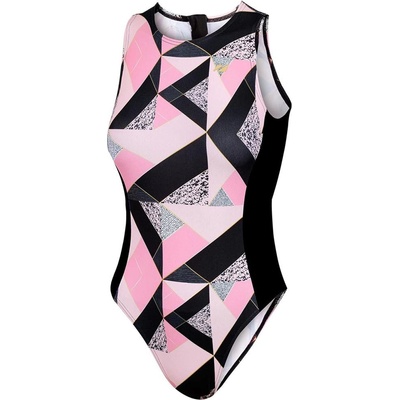 Zone3 High Neck Swim Suit - Black/Pink