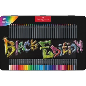 Faber-Castell Комплект цветни моливи, триъгълни, в метална кутия, FABER-CASTELL "Black Edition", 36 различни цвята 116437 (116437)