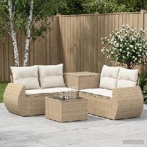 vidaXL Комплект дивани 6 бр. Бежов и кремаво бял 55 x 55 x 37 см (3447520)